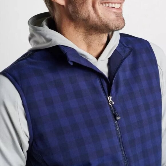 NWT!! Peter Millar Vest Mens Navy Fuse Elite Flannel Hybrid Perform - XL - Picture 2 of 14